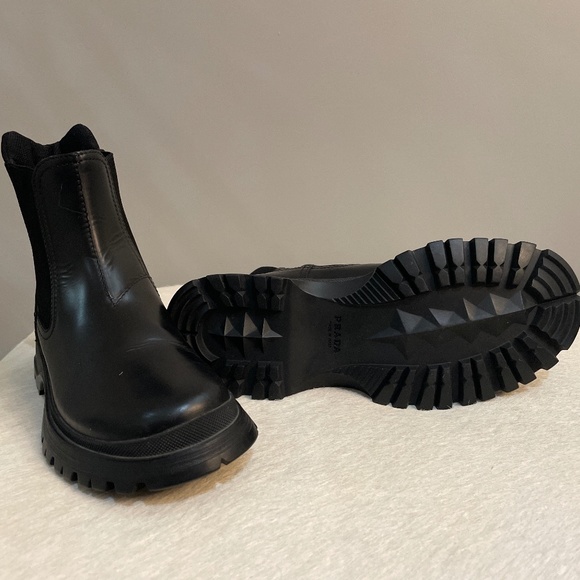 Prada Monolith Brushed Leather Chelsea Boots - Picture 5 of 6